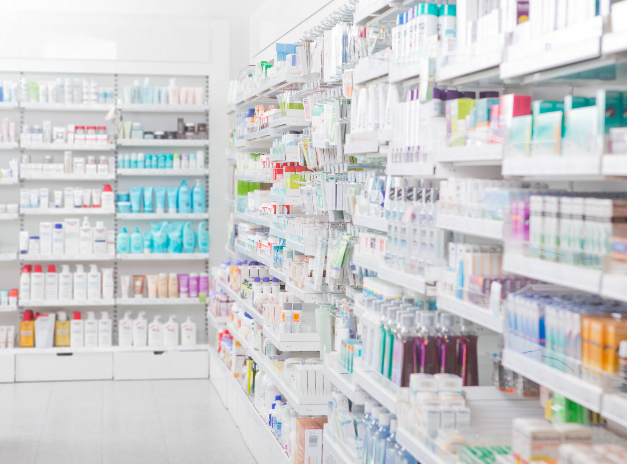 Pharmacy interior with blurred background